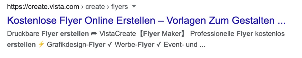Serp Snippet mit Acsii-Symbolen